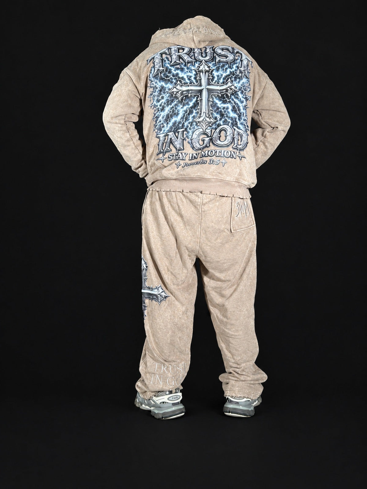 Stone — sweatsuit on model, back
